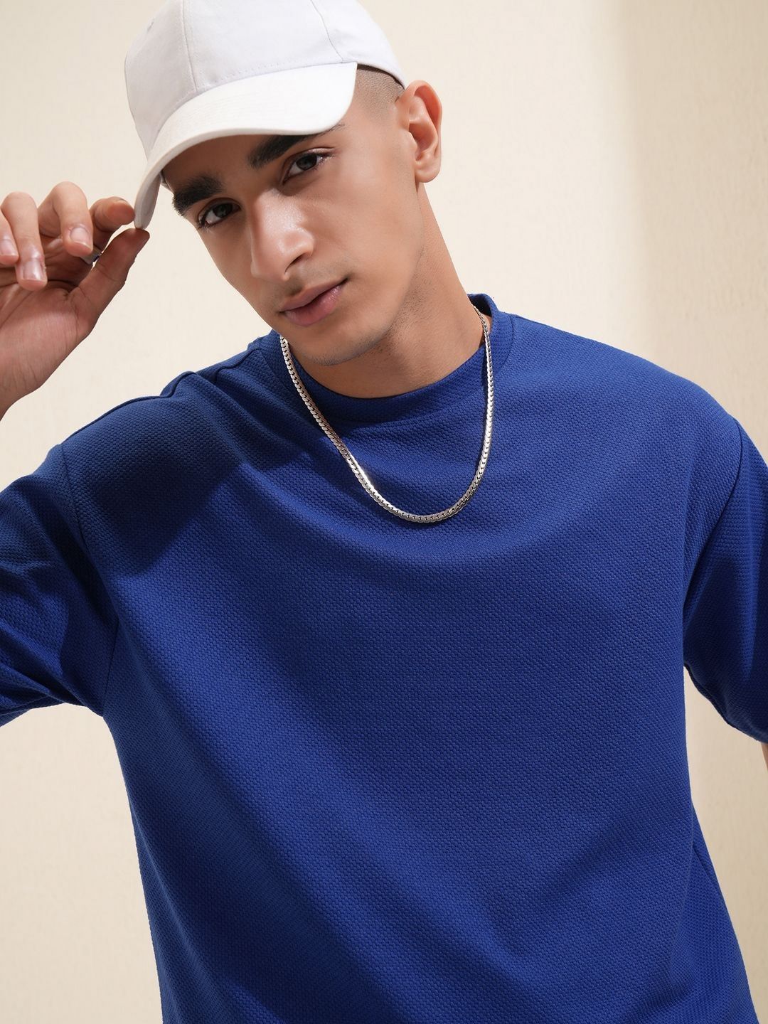 HIGHLANDER Men Solid Round Neck Cotton Oversized T-Shirt
