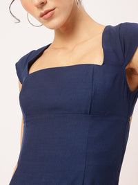 DressBerry Radiant & Raw Tie-Up Styled-Back Square Neck Mini Dress