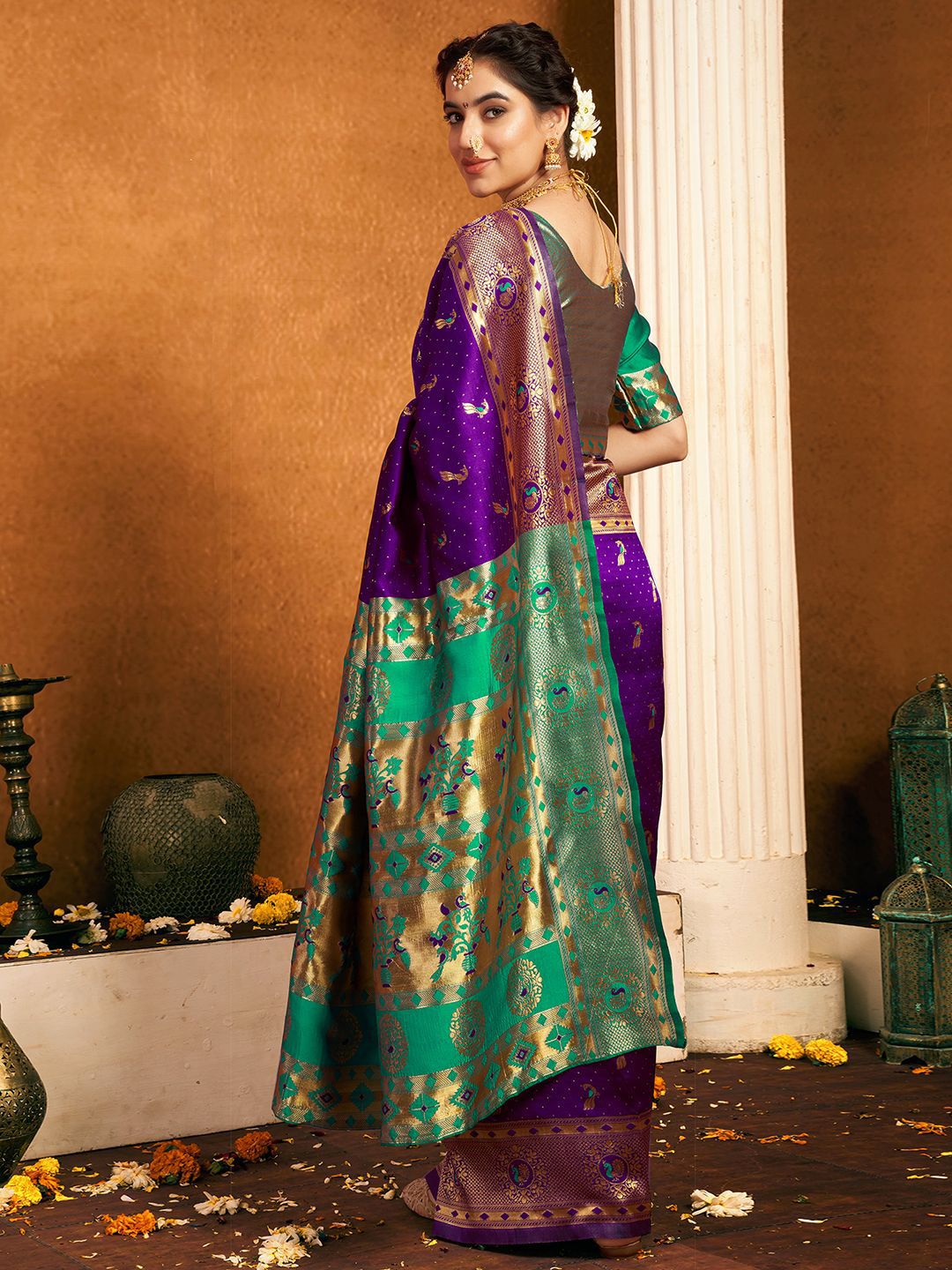 KALINI Woven Design Zari Paithani Saree