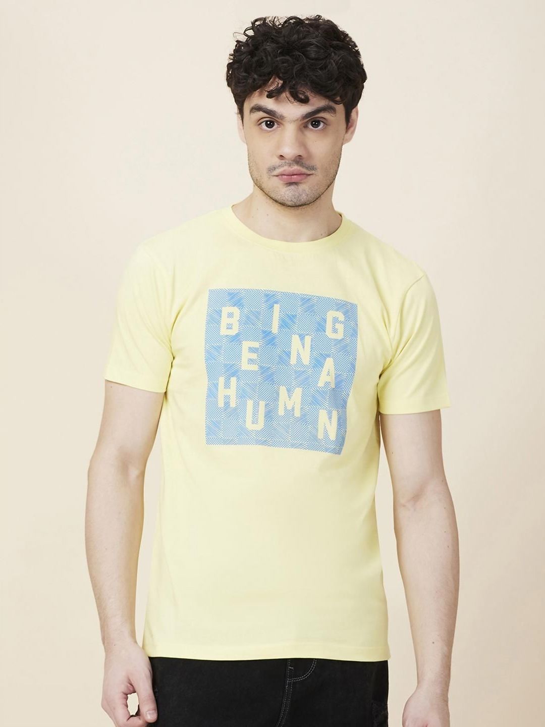 Being Human Men Typography Printed Round Neck Cotton Slim Fit T-shirt