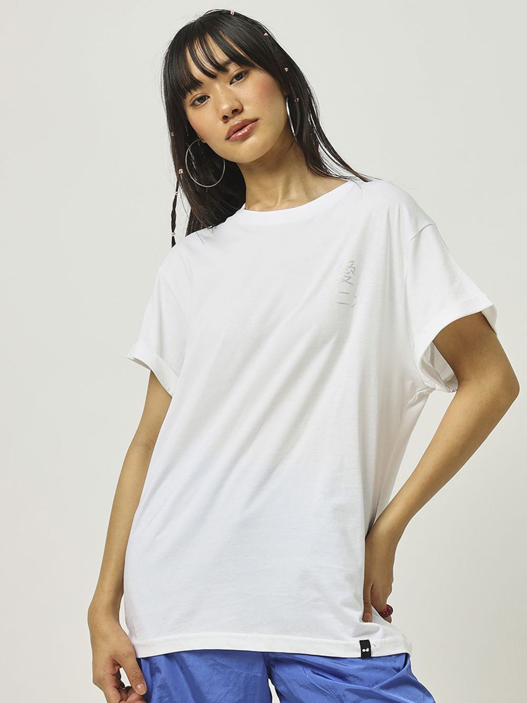 Bewakoof Women Printed Pure Cotton Relaxed Fit T-shirt