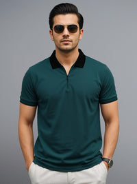 ADRO Men Teal Cotton Tshirts