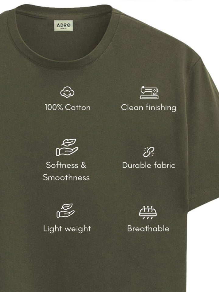 ADRO Typography Printed Round Neck Short Sleeves Regular Fit Pure Cotton T-shirt