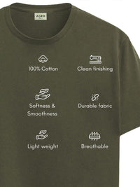 ADRO Typography Printed Round Neck Short Sleeves Regular Fit Pure Cotton T-shirt