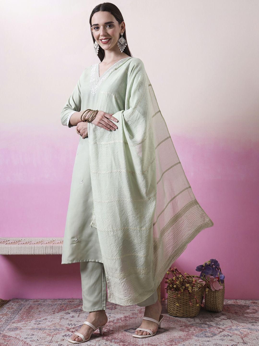 KALINI Women Embroidered A-Line Kurta Set