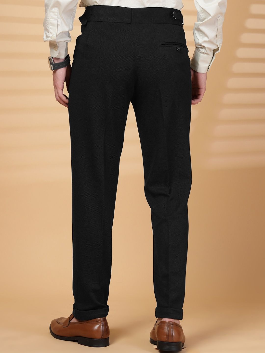 KLOTTHE Men Black Lycra Formal Formal Trousers