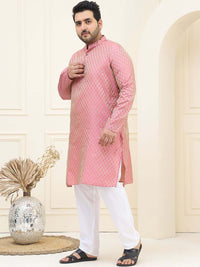 SOJANYA PLUS Motif Etnik Rekaan Tenunan Kurta Lurus Jacquard Dengan Pijama