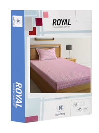 KLOTTHE Pink Geometric Printed 300TC Single Bedsheet With 1 Pillow Cover