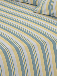 Myntra Elegant Homes Green Striped Pure Cotton Double Bedcover With 2 Pillow Cover