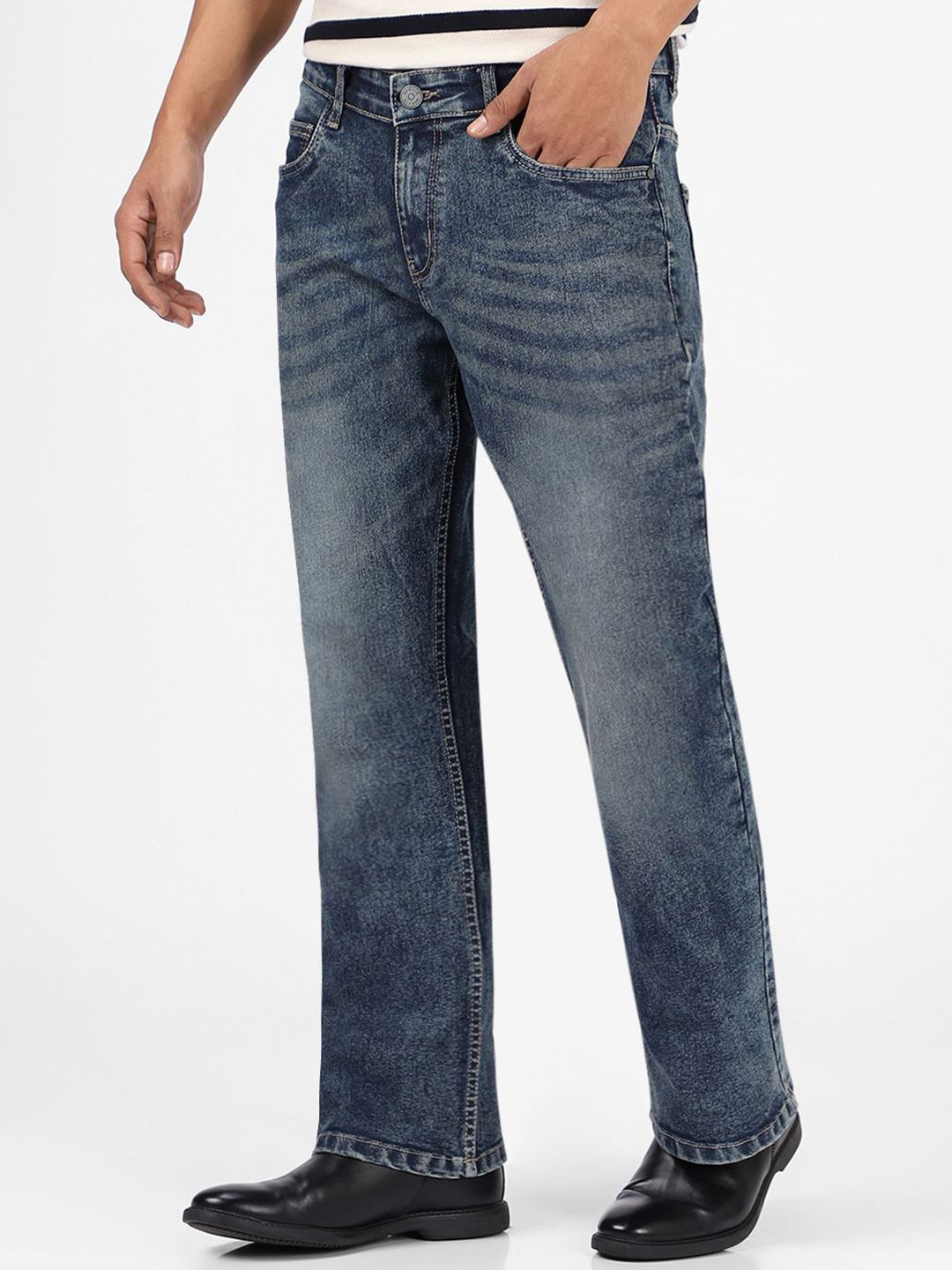 Urbano Fashion Men Bootcut Heavy Fade Stretchable Jeans