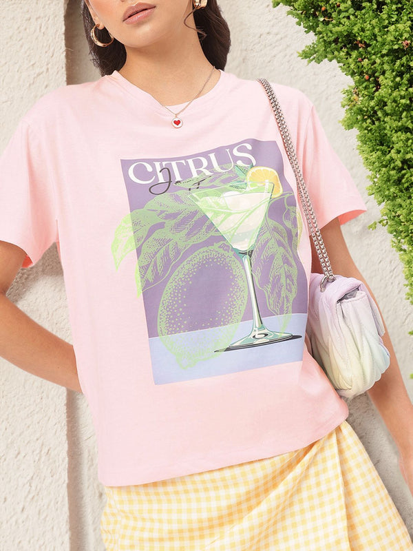 DressBerry Citrus Circuit Printed Relaxed Fit T-shirt
