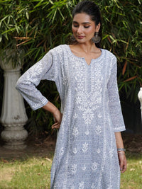 Rumah Wanita Chikankari Motif Etnik Bersulam Chikankari Cetakan Indie Kurta