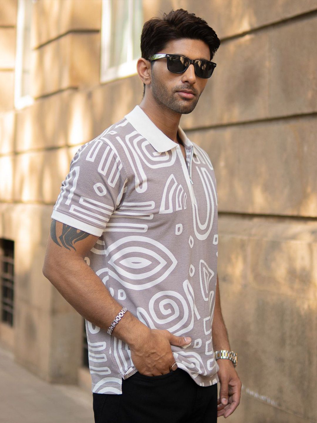 Powerlook Men Printed Polo Collar T-shirt