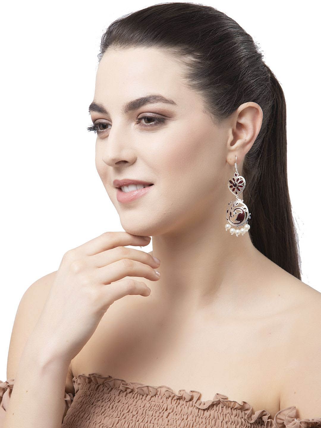 DressBerry Silver-Plated Contemporary Drop Earrings