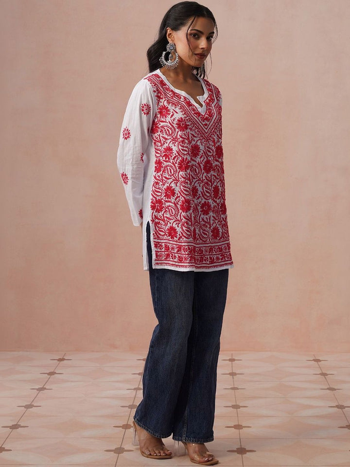 Rumah Wanita Chikankari Kurta Chikankari Sulaman Bunga
