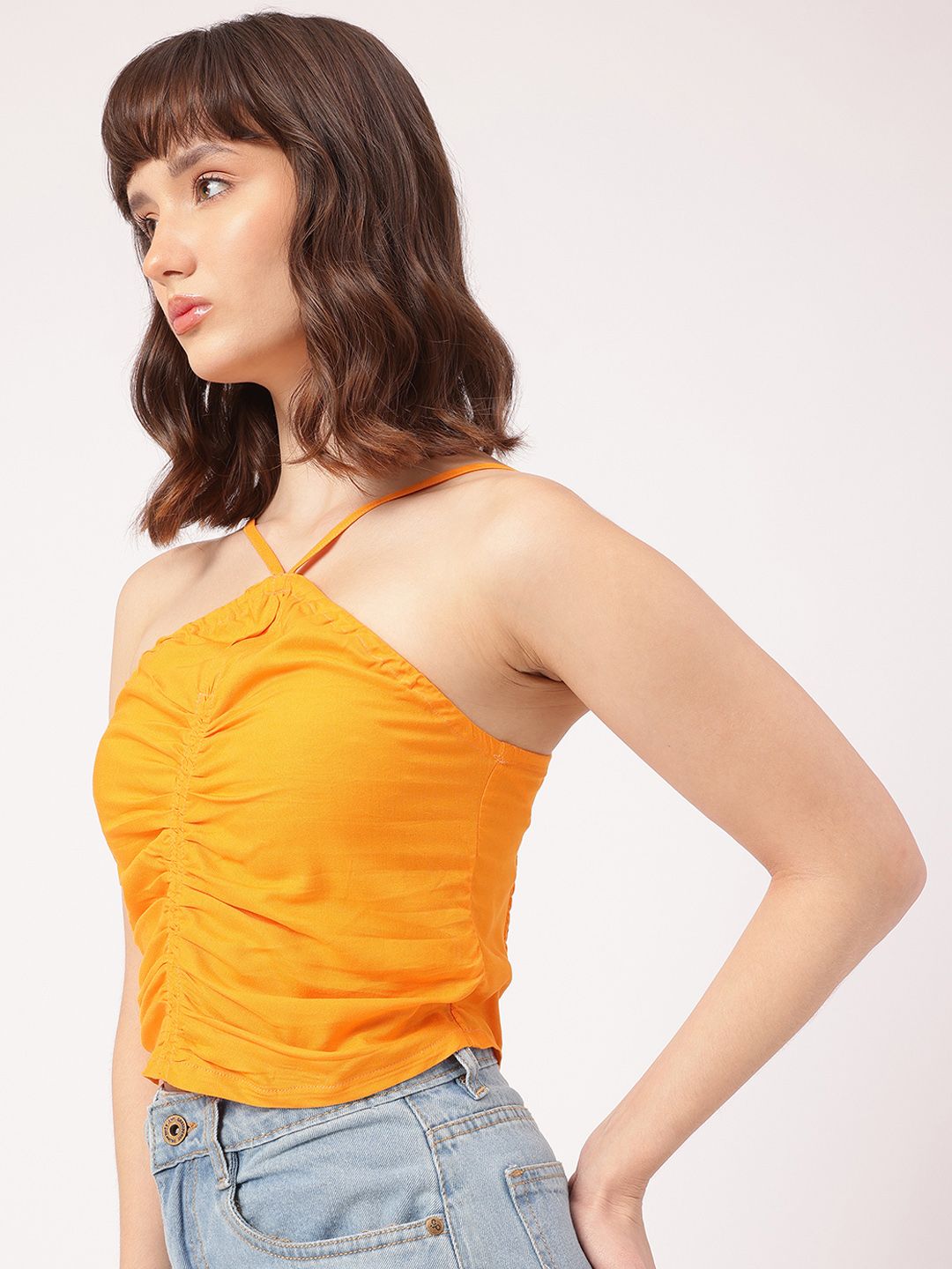 DressBerry Y2K Glam Ruched & Smocked Crop Top