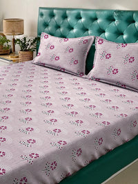 KLOTTHE Set Cadar King 400 TC Cotton Printed Pink & Purple 2.50 m x 2.25 m