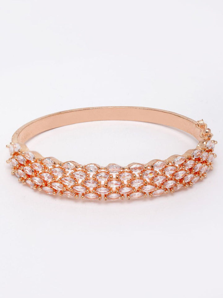 Anouk Women Brass Cubic Zirconia Rose Gold-plated Bangle-Style Gelang