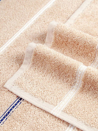 MYTRIDENT Brown & White Striped Cotton 450 GSM Bath Towel
