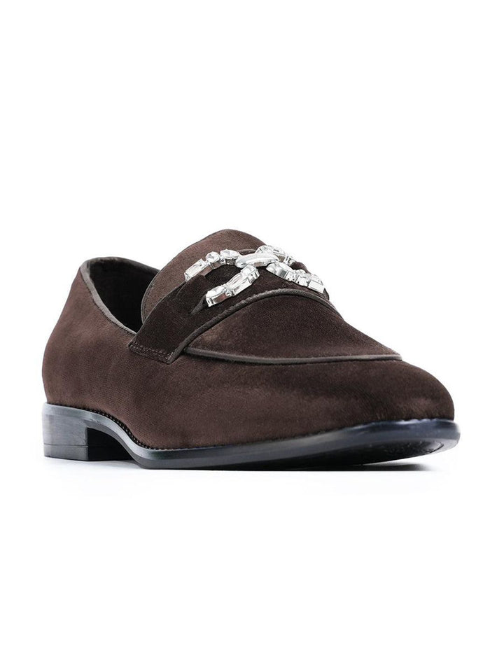 Monkstory Men Velvet Embellished Loafers