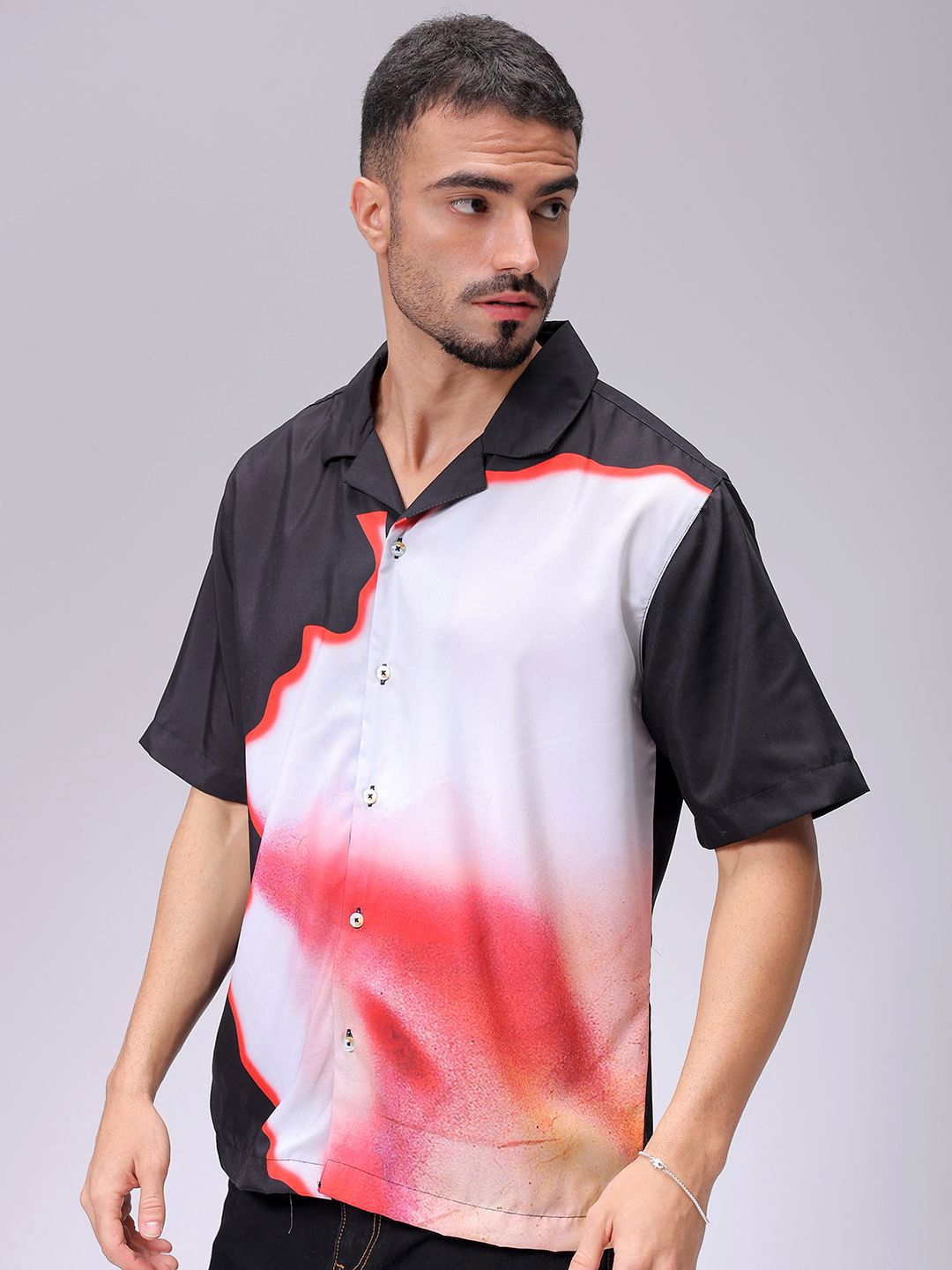 The Indian Garage Co Men Oversized Graphic Printed Resortwear Shirt