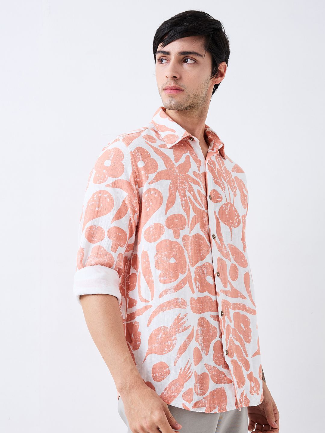 SPYKAR Men Slim Fit Spread Collar Floral Printed Cotton Casual Shirt