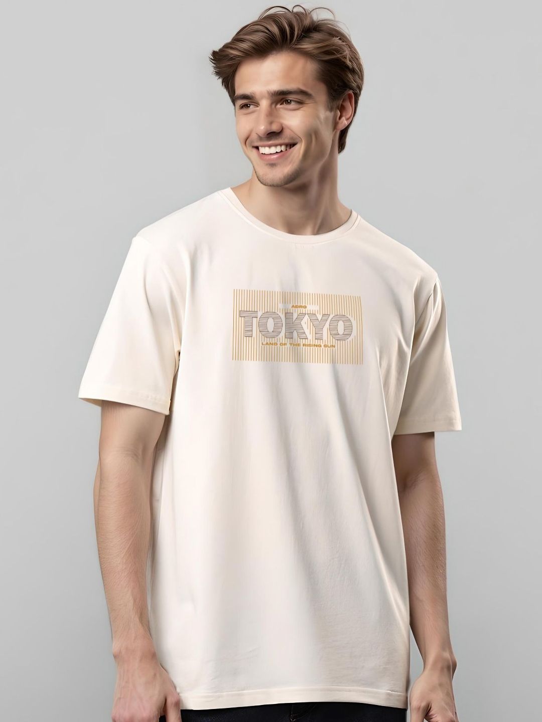 ADRO Typography Printed Round Neck Cotton T-shirt