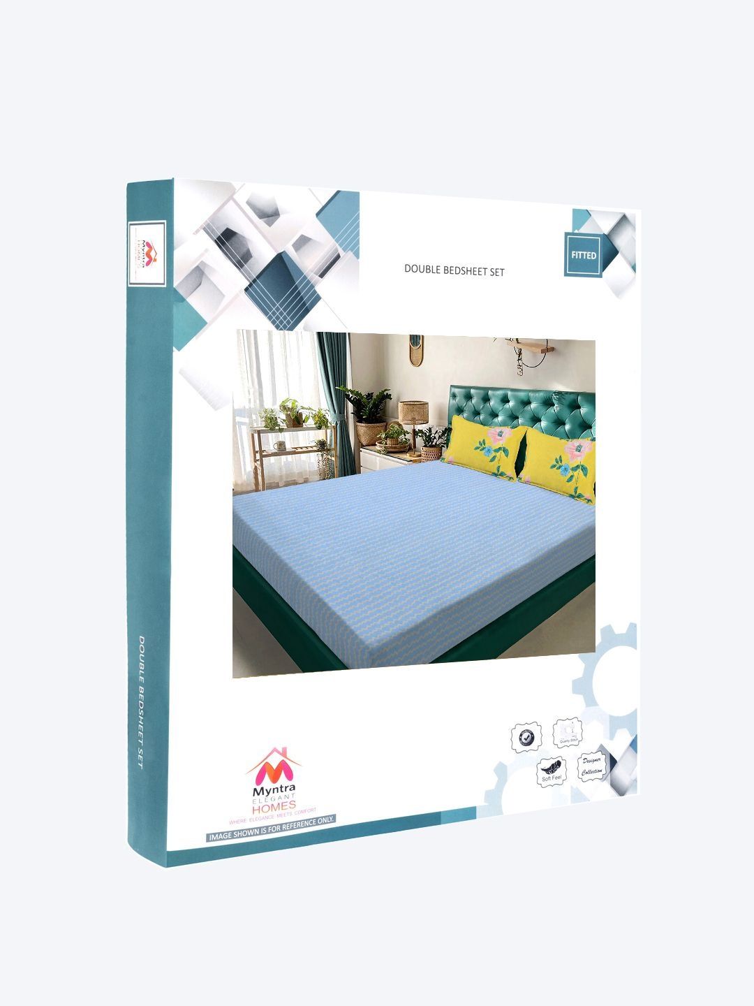 Myntra Elegant Homes Blue Abstract 300 TC Double Bedsheet & 2 Pillow Covers 98''X 88''