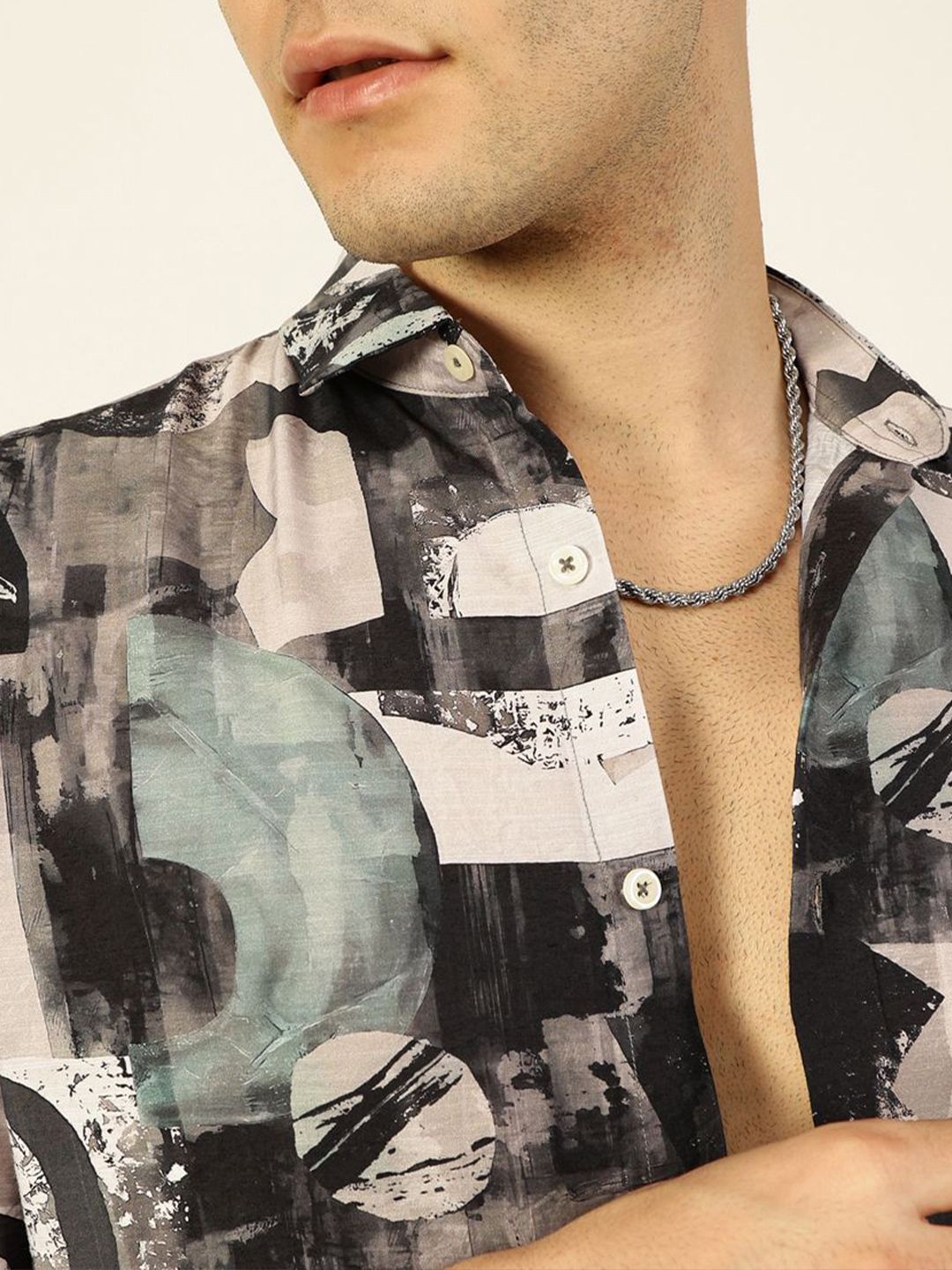 Thomas Scott Men Premium Slim Fit Opaque Club Wear Printed Casual Shirt