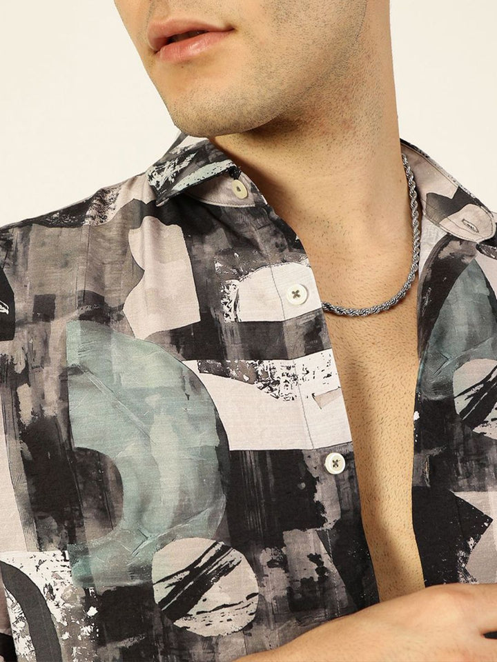 Thomas Scott Men Premium Slim Fit Opaque Club Wear Printed Casual Shirt