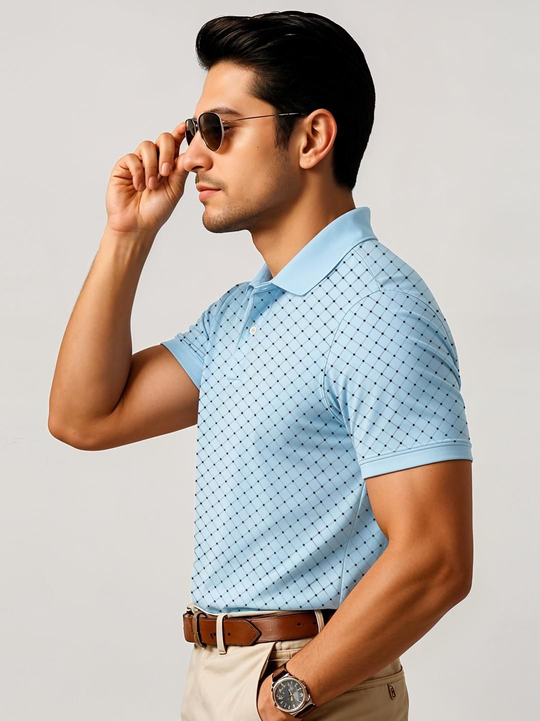 ADRO Men Blue Cotton Tshirts