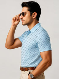 ADRO Men Blue Cotton Tshirts