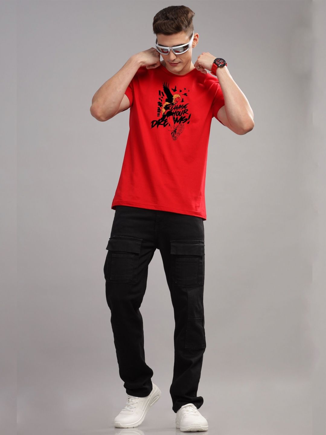ADRO Men Typography Printed Applique T-shirt