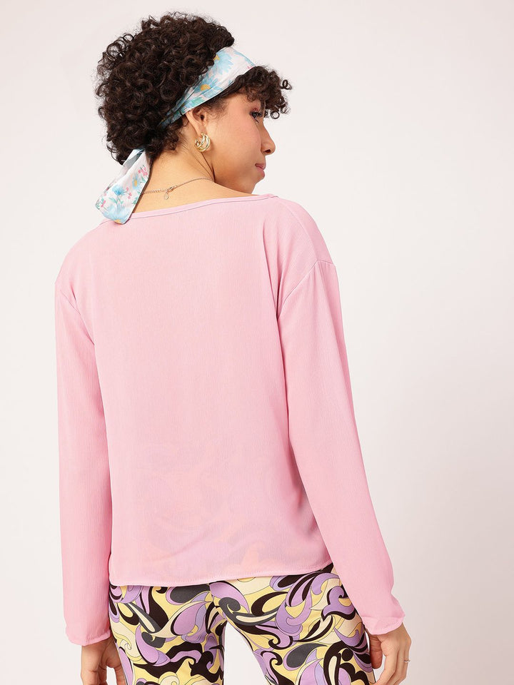 DressBerry Dreamy Drape Plunge Neck Shirt Style Top