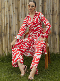 Pink Paprika by SASSAFRAS Floral Printed Pure Cotton Shirt With Palazzo