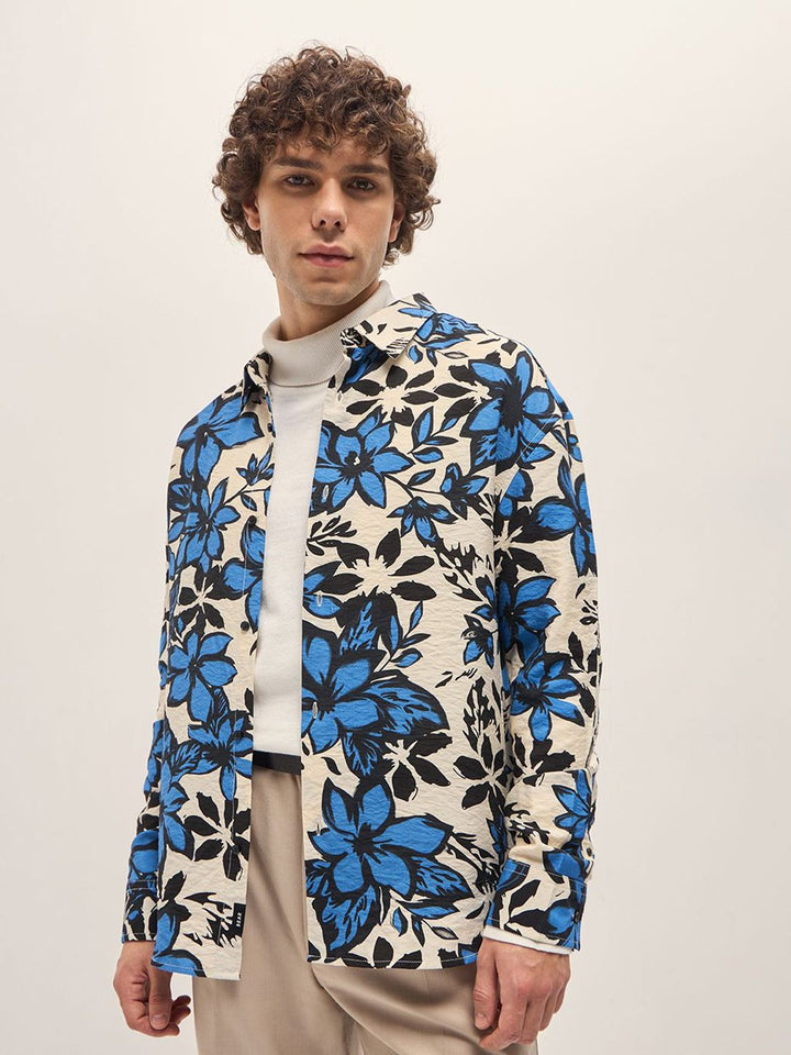 THE BEAR HOUSE Men Spread Collar Floral Printed Relaxed Fit Casual Shirt