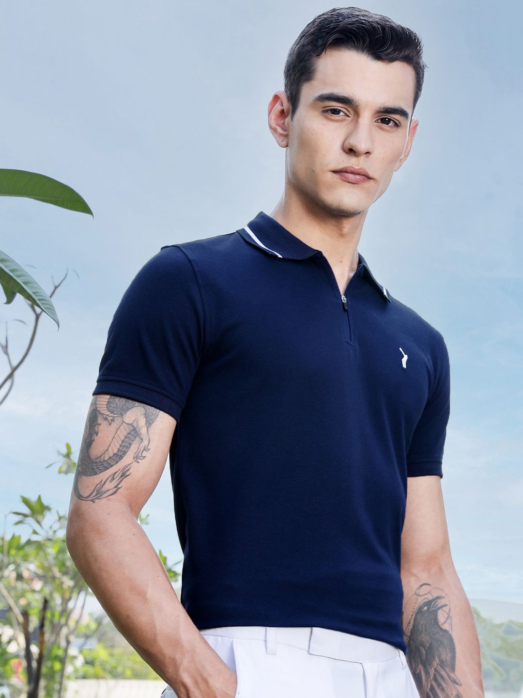 Thomas Scott Men Polo Collar Solid T-shirt