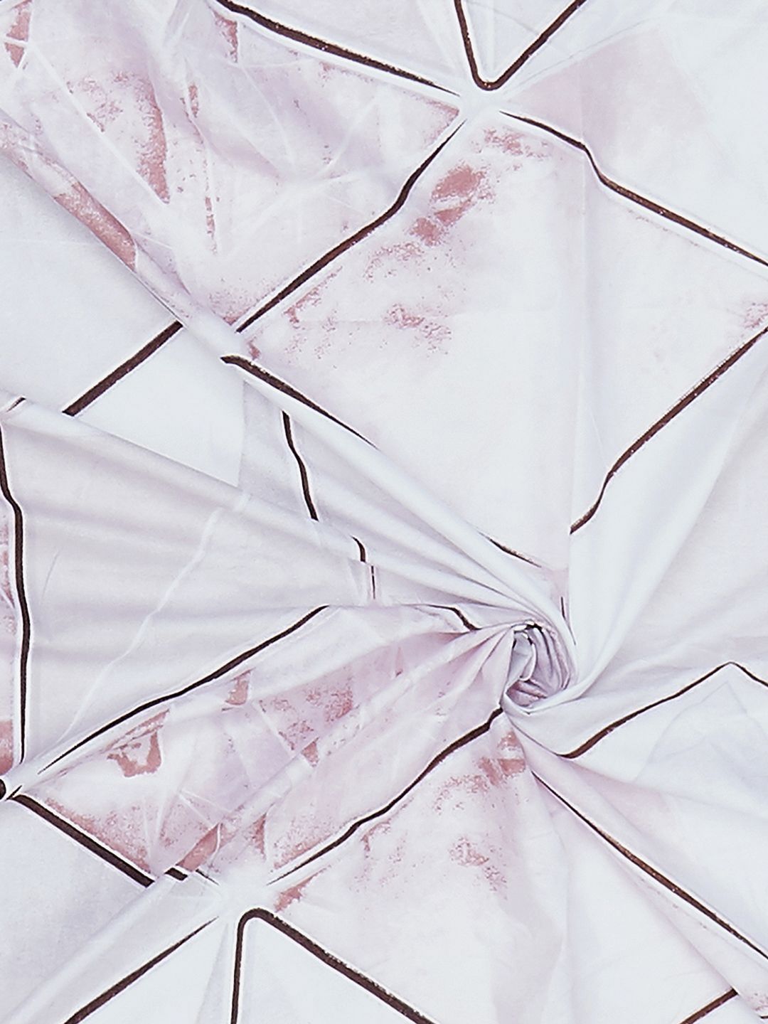 Monte Carlo Stanley Pink & Brown Geometric 144 TC King Bedsheet Set 1.85 m x 1.95 m