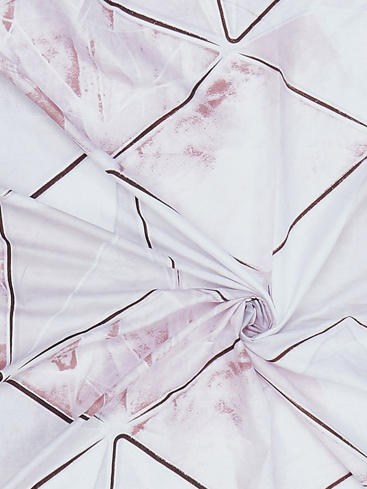 Monte Carlo Stanley Pink & Brown Geometric 144 TC King Bedsheet Set 1.85 m x 1.95 m