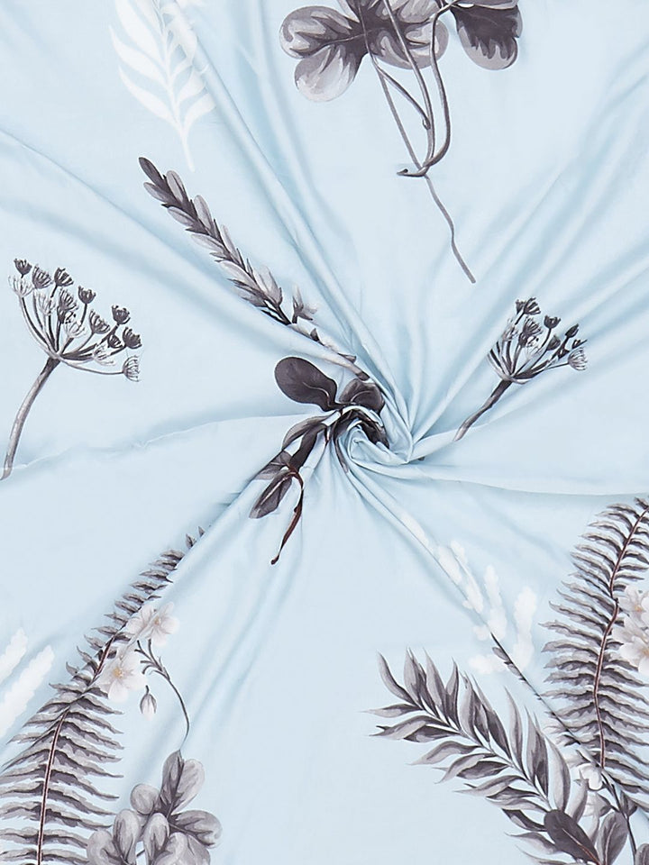 Monte Carlo Stanley Blue Floral Dicetak 144 TC King Bedsheet Set 1.85 m x 1.95 m