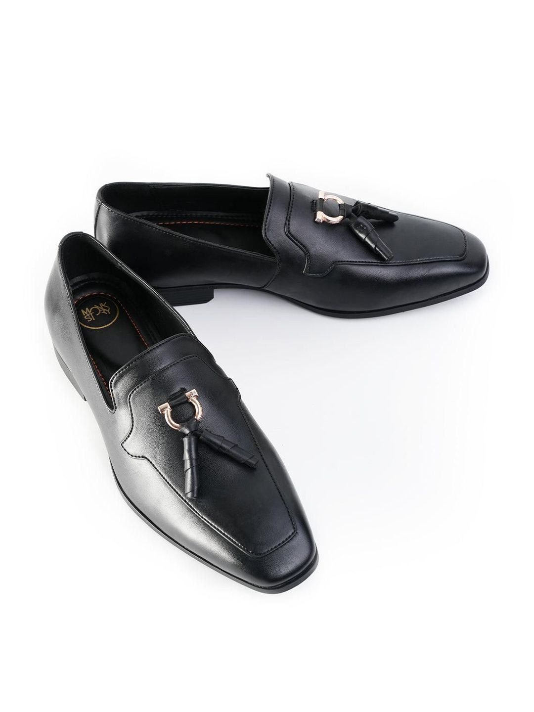 MONKSTORY Tassel Loafers Formal dengan Rose-Gold Bit Black
