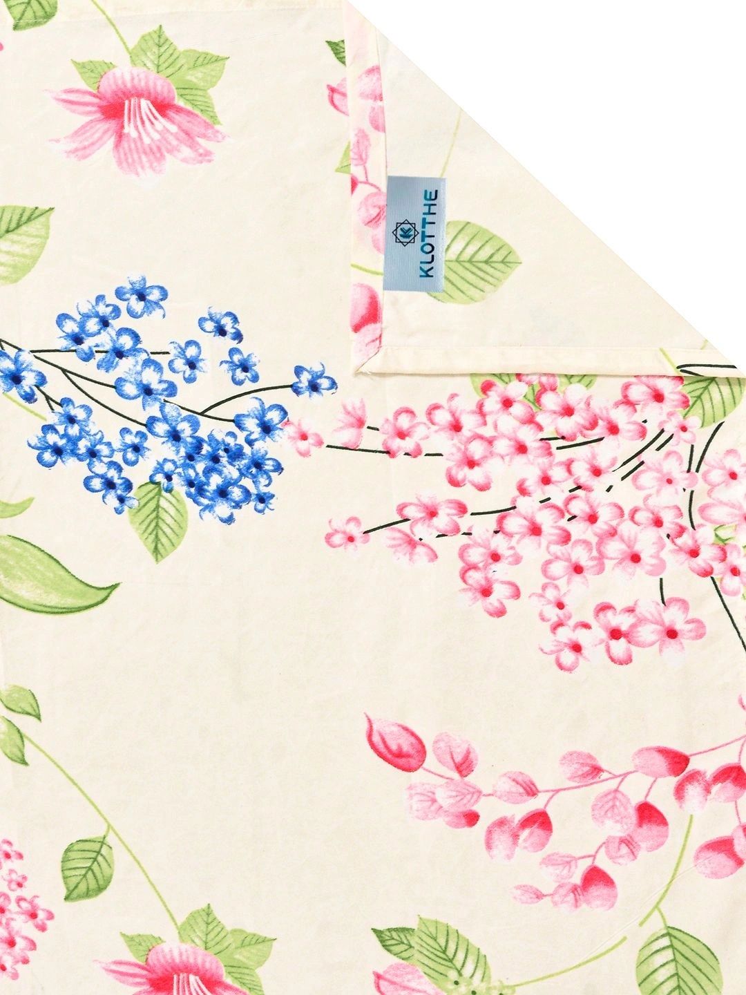 KLOTTHE Cream-Coloured Floral 300 TC King Bedsheet with 2 Pillow Covers