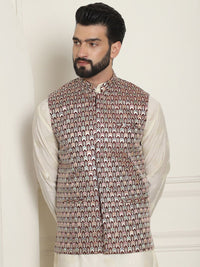 SOJANYA LUXE Men Embroidered Mandarin Collar Nehru Jackets