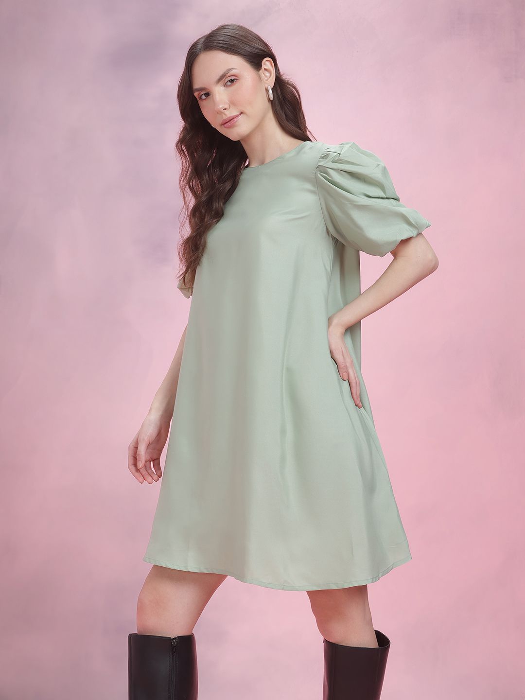 DressBerry Puff Sleeve A-Line Dress