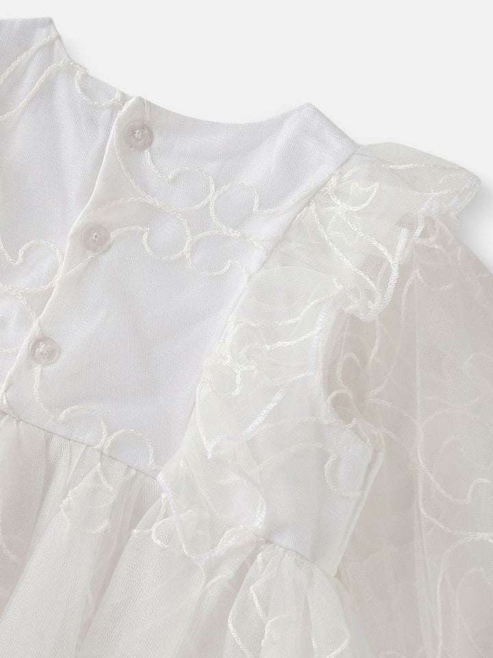 Nauti Nati Girls Puff Sleeve Ruffled Fit & Flare Dress