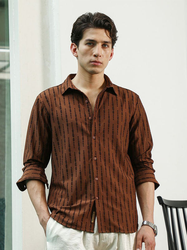 Campus Sutra Comfort Abstract Printed Spread Collar Cotton Casual Shirt