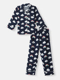 Nauti Nati Boys Clouds and Rainbow Print Shirt dan Pajama Night Suits