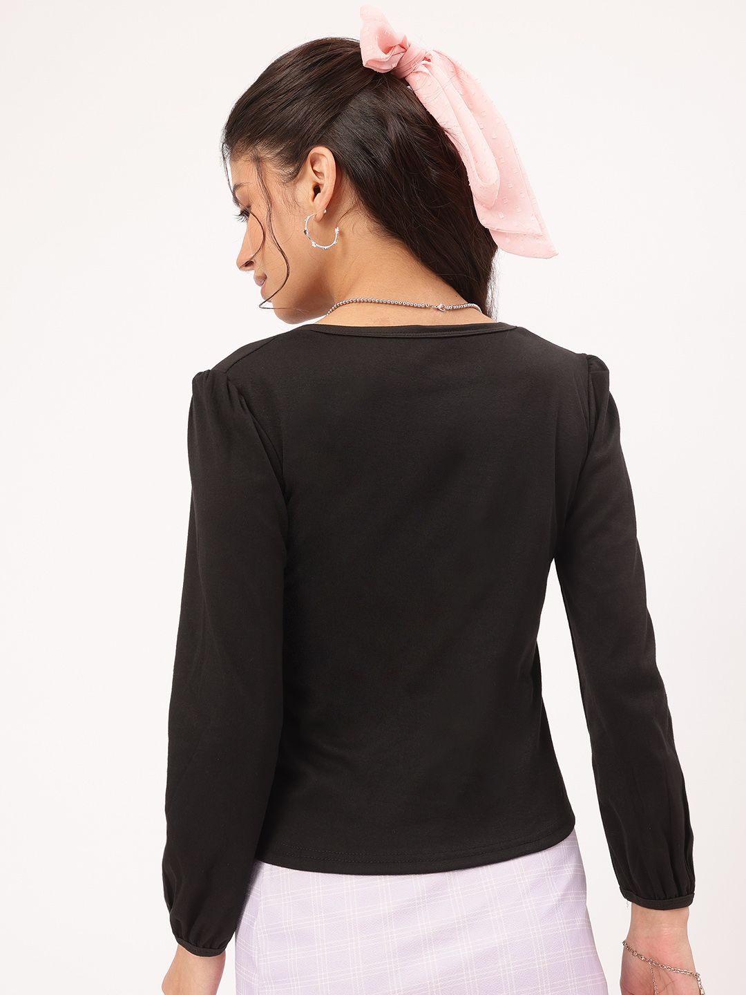 DressBerry Puff Sleeve Perfection Ruched Fitted Top