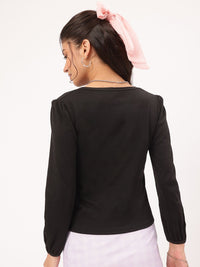 DressBerry Puff Sleeve Perfection Ruched Fitted Top