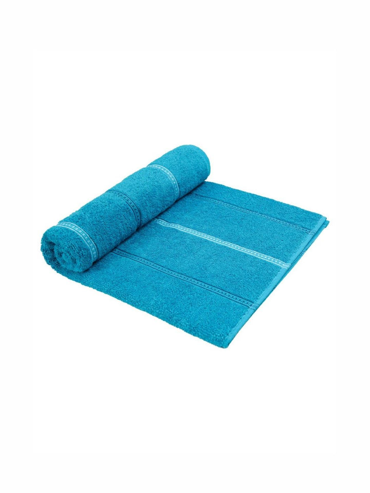 MYTRIDENT Teal & White Striped Cotton 450 GSM Bath Towel